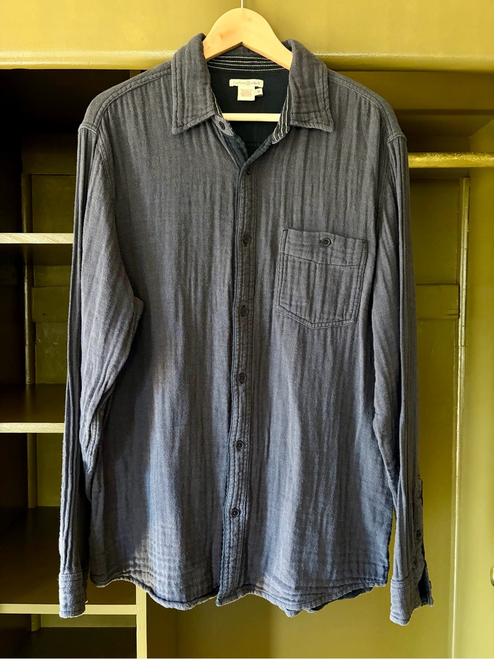 Carbon2Cobalt Charcoal Cotton Gauze Button Down Shirt